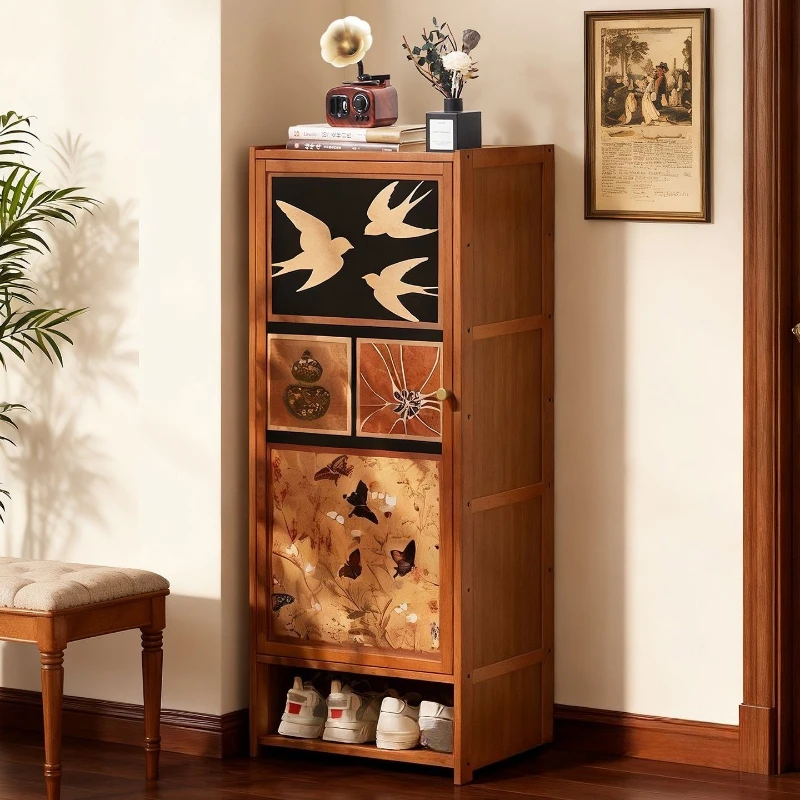 Household door shoe rack Middle ancient style entrance door entrance storage cabinet