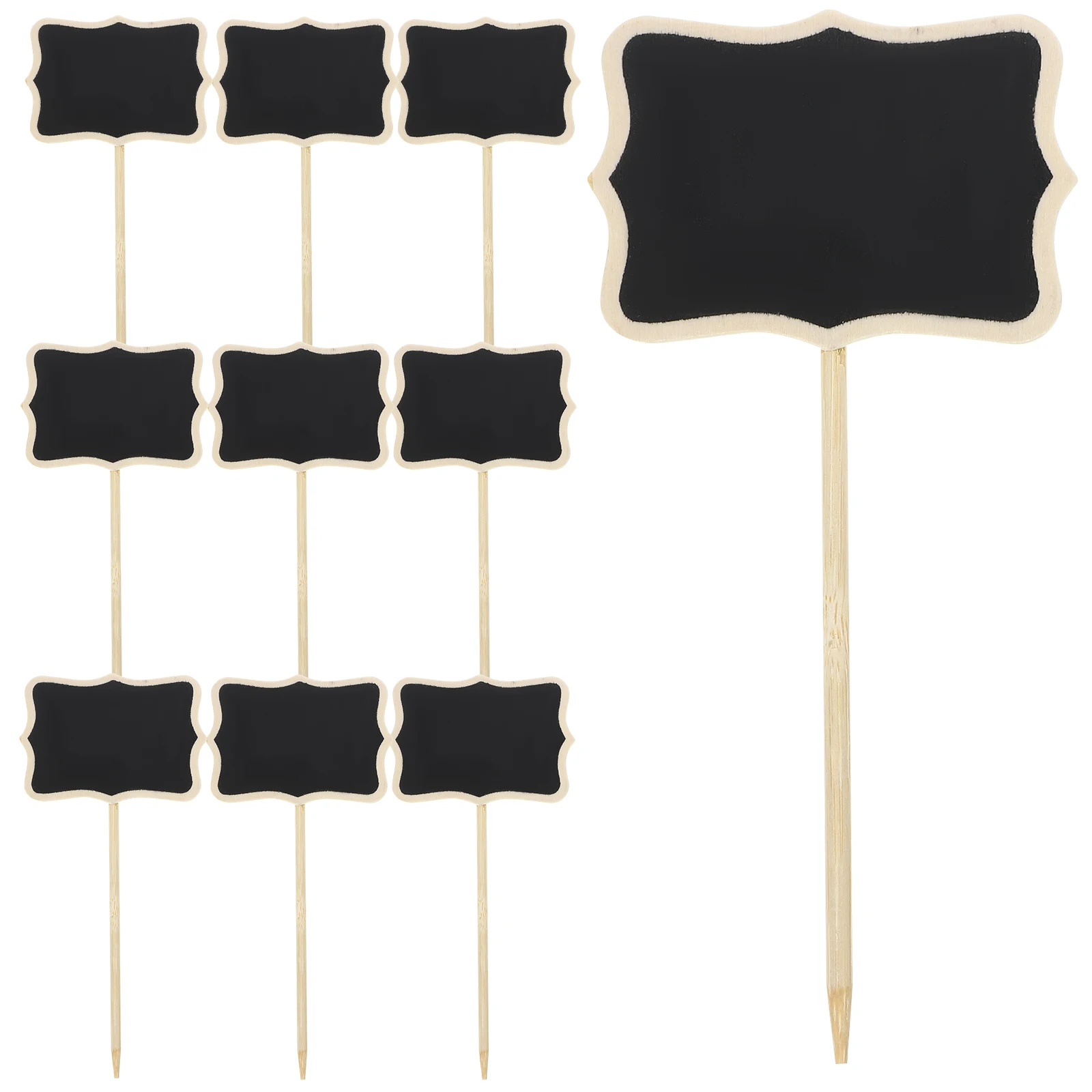 

10pcs Mini Chalkboards Black Boxwood Message Board Signs Price Tags Plant Tag Home Garden