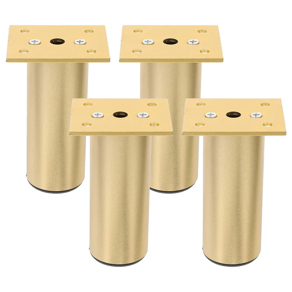 

4pcs Round Furniture Legs Replacement Aluminum Alloy Cabinet Sofa Feet Risers Durable Lightweight Golden for DIY Home Furniture