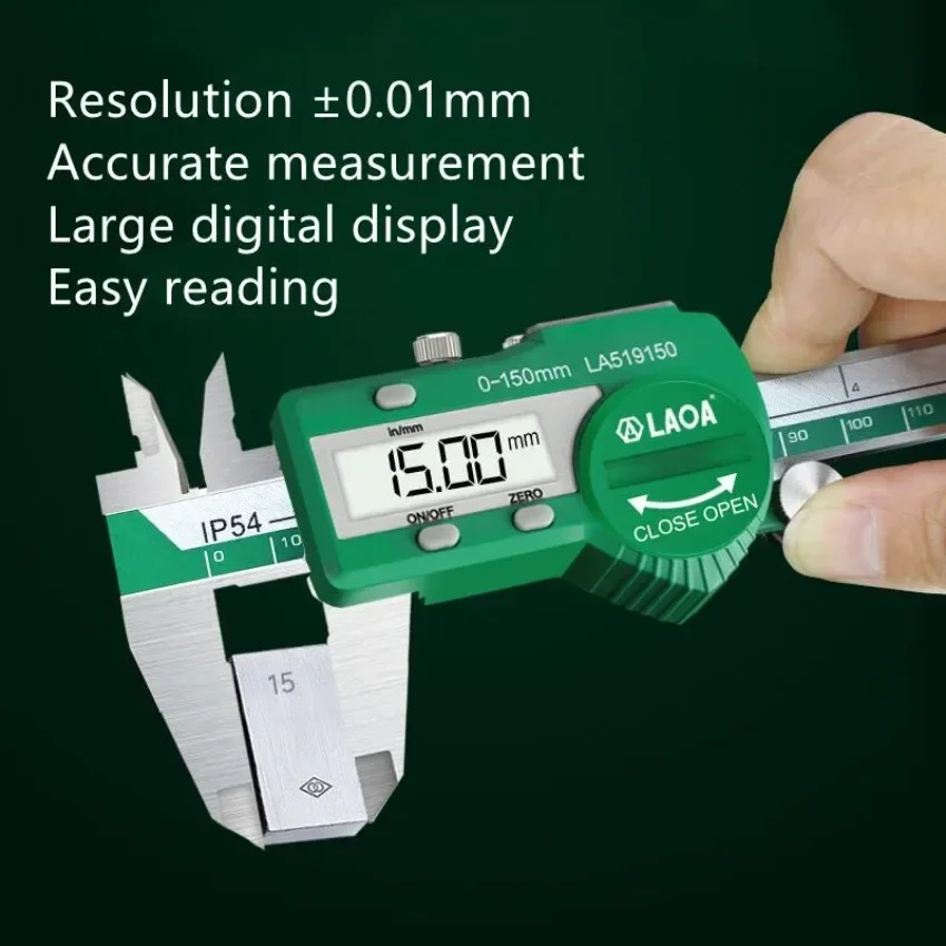 LAOA Digital Vernier Caliper 6 Inch 150mm Stainless Steel Electronic Metal Waterproof Caliper Micrometer Depth Measuring Tools