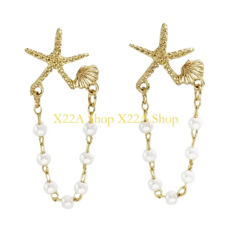 Unique Comfortable Shell Pearls Drop Earrings Coastals Jewelry for Everyday Wear and Evening Outfits