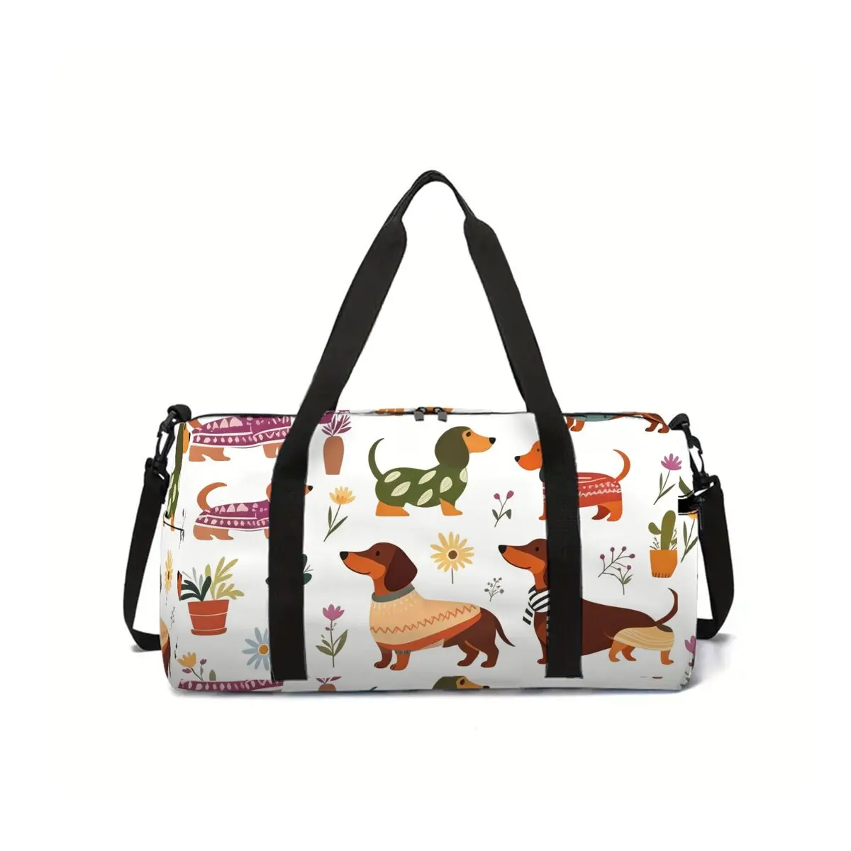 Cute Dachshund Print Cat School Travel Bag Large Capacity Luggage Bag 2D Flat Cartoon Best Gift for Boys Girls Fashion Style