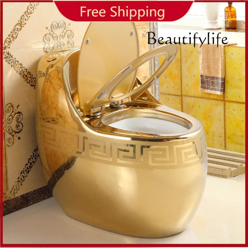 

C Бытовой смывной унитаз Сифон Водосберегающий туалет Креативный золотой унитаз