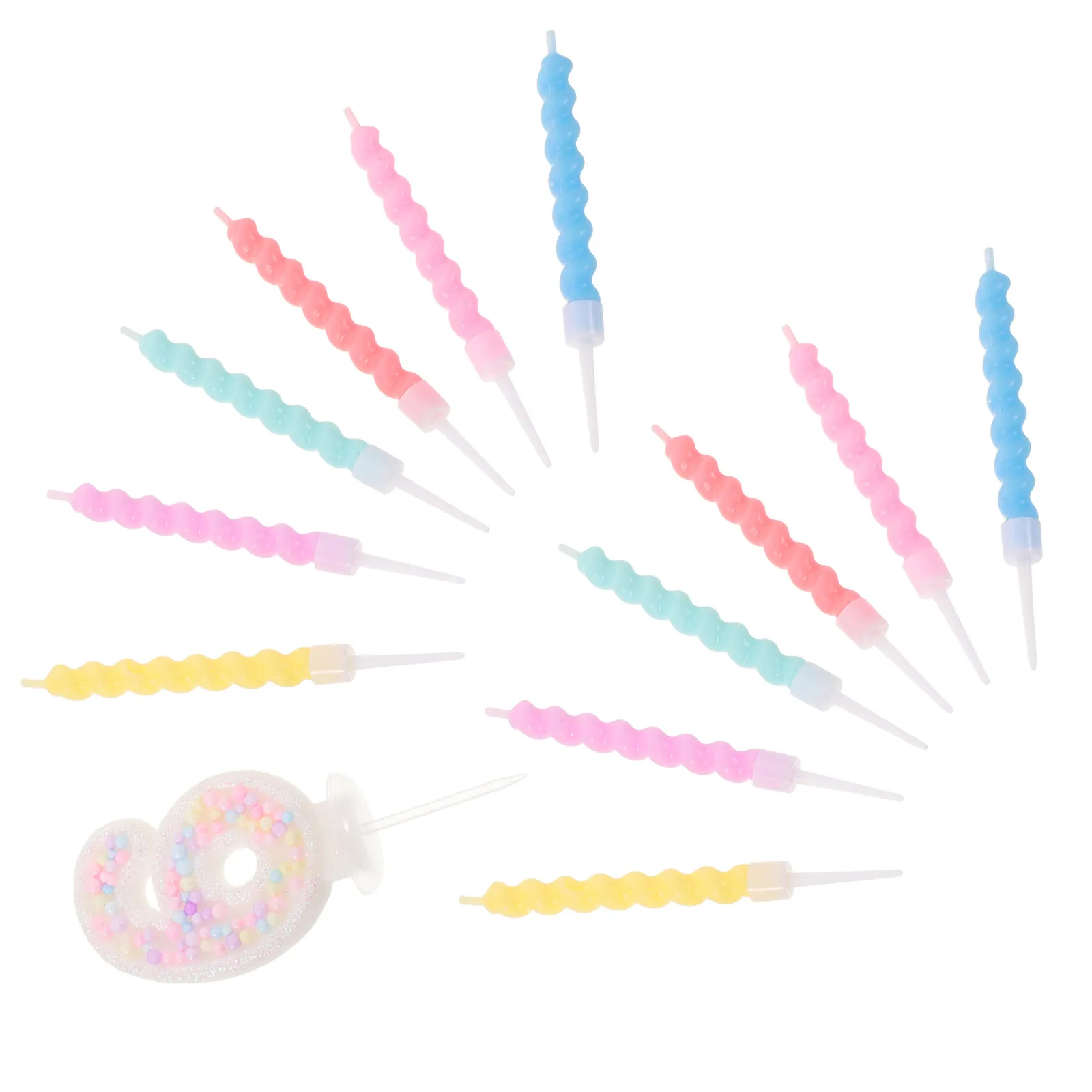 13Pcs Spiral Melting Birthday Candles Macaron Pastel Design Cute Cake Candles for Birthday Party Festival Decorations