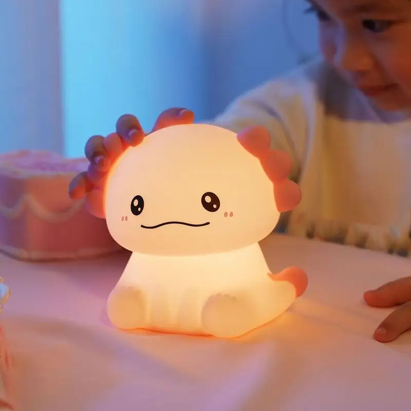 

Animal Night Light Silicone Lamp Axolotl Shape LED Changing Colors Cute Bright Lighting For Nursery Bedroom Bathroom Toddler