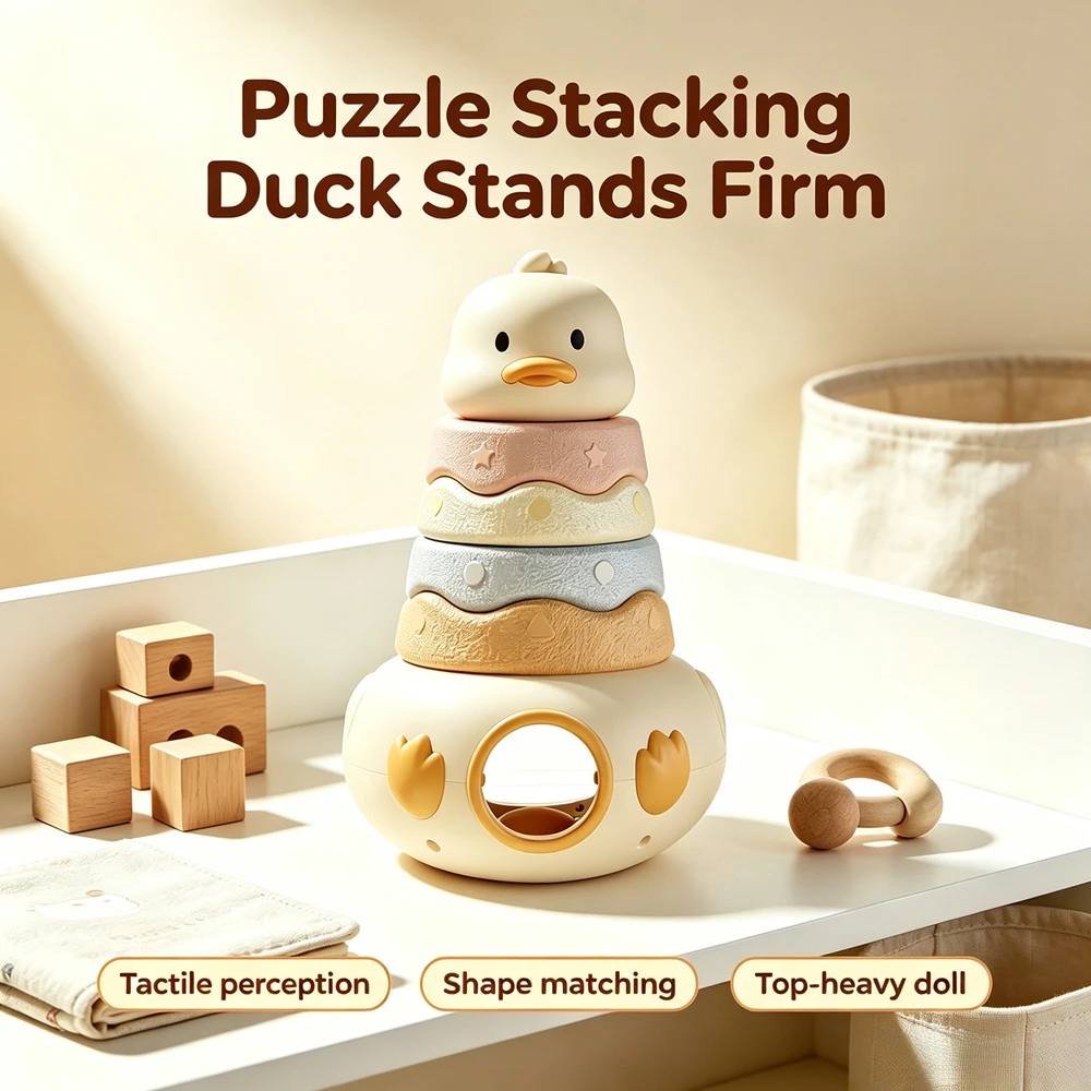 Intelligent Stackable Duck Shaped Learning Toy Non Falling Tumbler Design Ideal Festival and Birthday Present