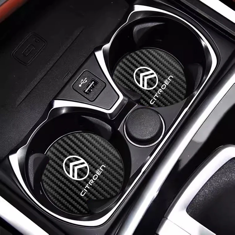 2 قطعة قاعدة أكواب جلدية مكافحة الضوضاء وسادة أكواب الماء لسيتروين C5X C3 C4 Aircross بيكاسو الصبار Celysee e-C3 e-C4 C6 C1 C2 بيرلينجو