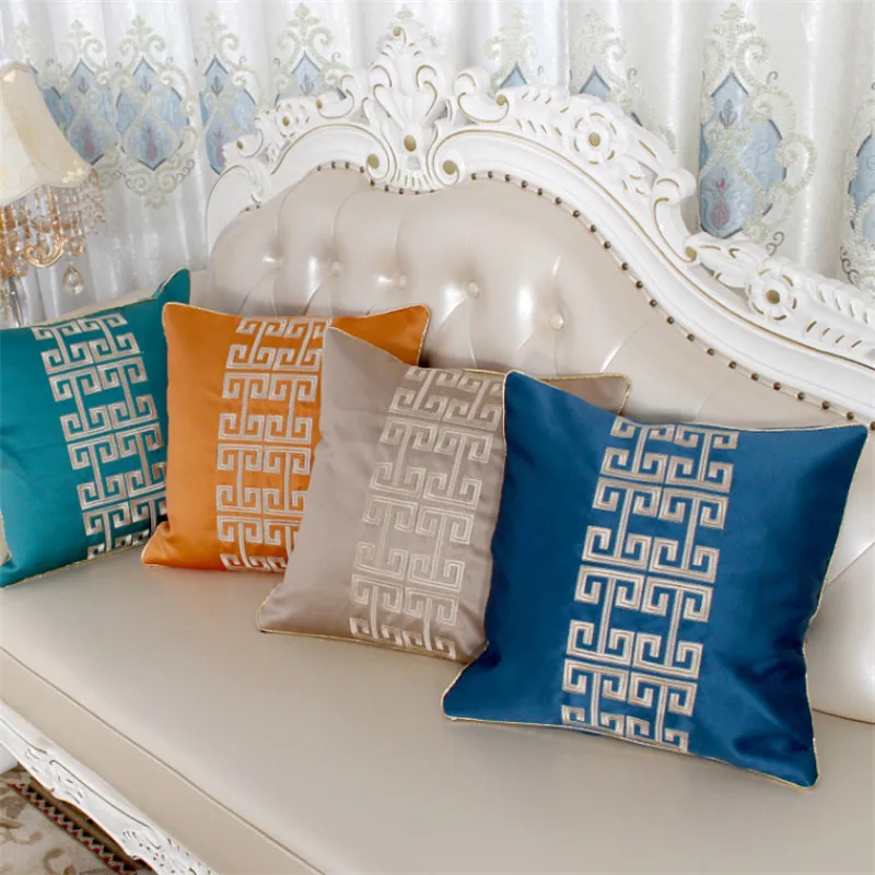 45x45cm Einfarbig Gestickter Kissenbezug Dekorativer Kissenbezug Home Jacquard Wohnzimmer Schlafzimmer Sofa Taillenkissen – Detail 2