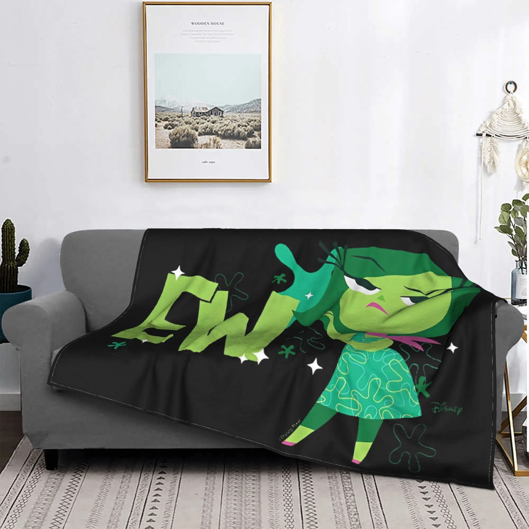 Inside Out 2 Disgust Emotion Character EW Knitted Blankets Flannel Cartoon Super Soft Throw Blanket Home Couch Plush Thin Quilt