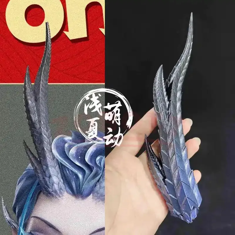 Nezha 2 Aorun Dragon King of the West Sea, conjunto de disfraz de Cosplay, accesorios para orejas de cuerno, traje personalizado azul metálico 3D PLA