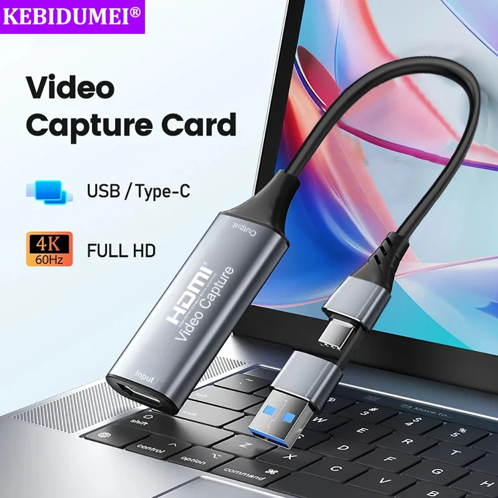 بطاقة التقاط الفيديو USB 3.0 HDMI-متوافقة مع USB/Type-c لعبة المنتزع سجل البث المباشر مسجل فيديو للتبديل Xbox PS4/5