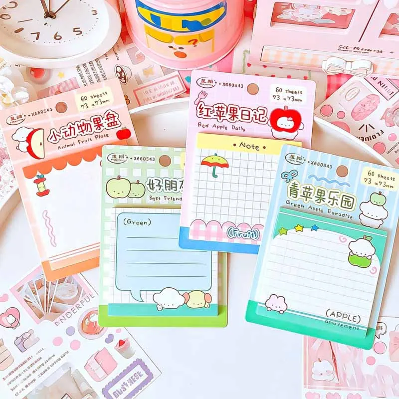 24pcs/lot Kawaii Apple Dog Memo Pad Sticky Notes Cute N Times Stationery Label Notepad Bookmark Post School Supply