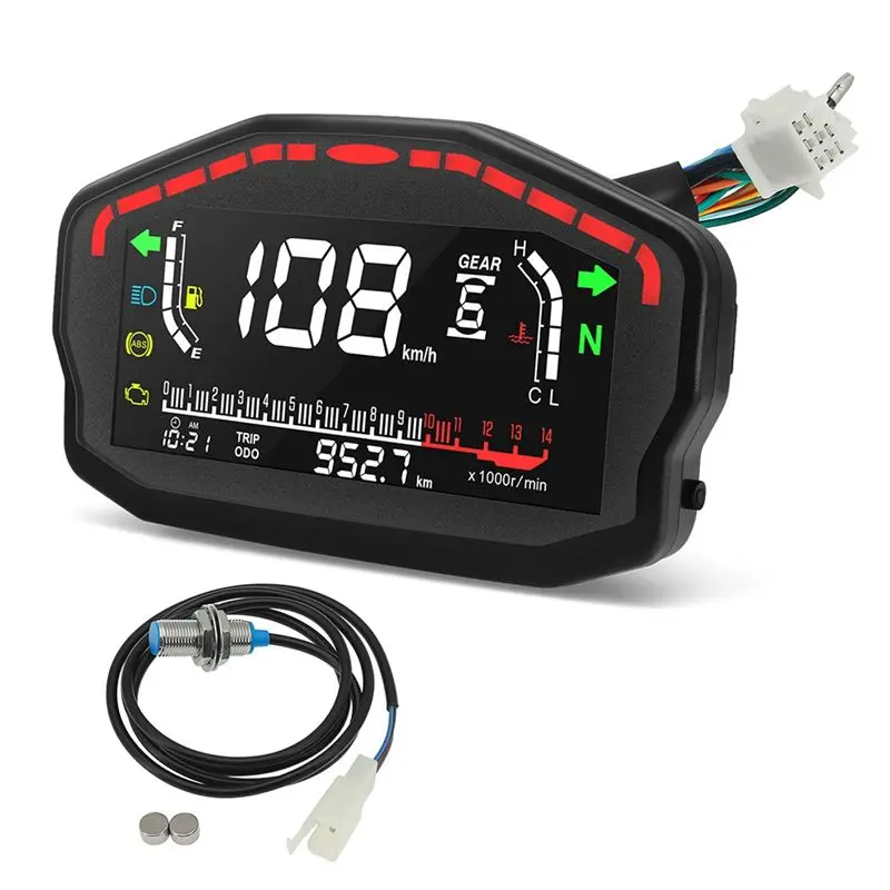 M46K-1Set Motorcycle Digital Dash Digital Panel Universal LED LCD Speedometer Odometer