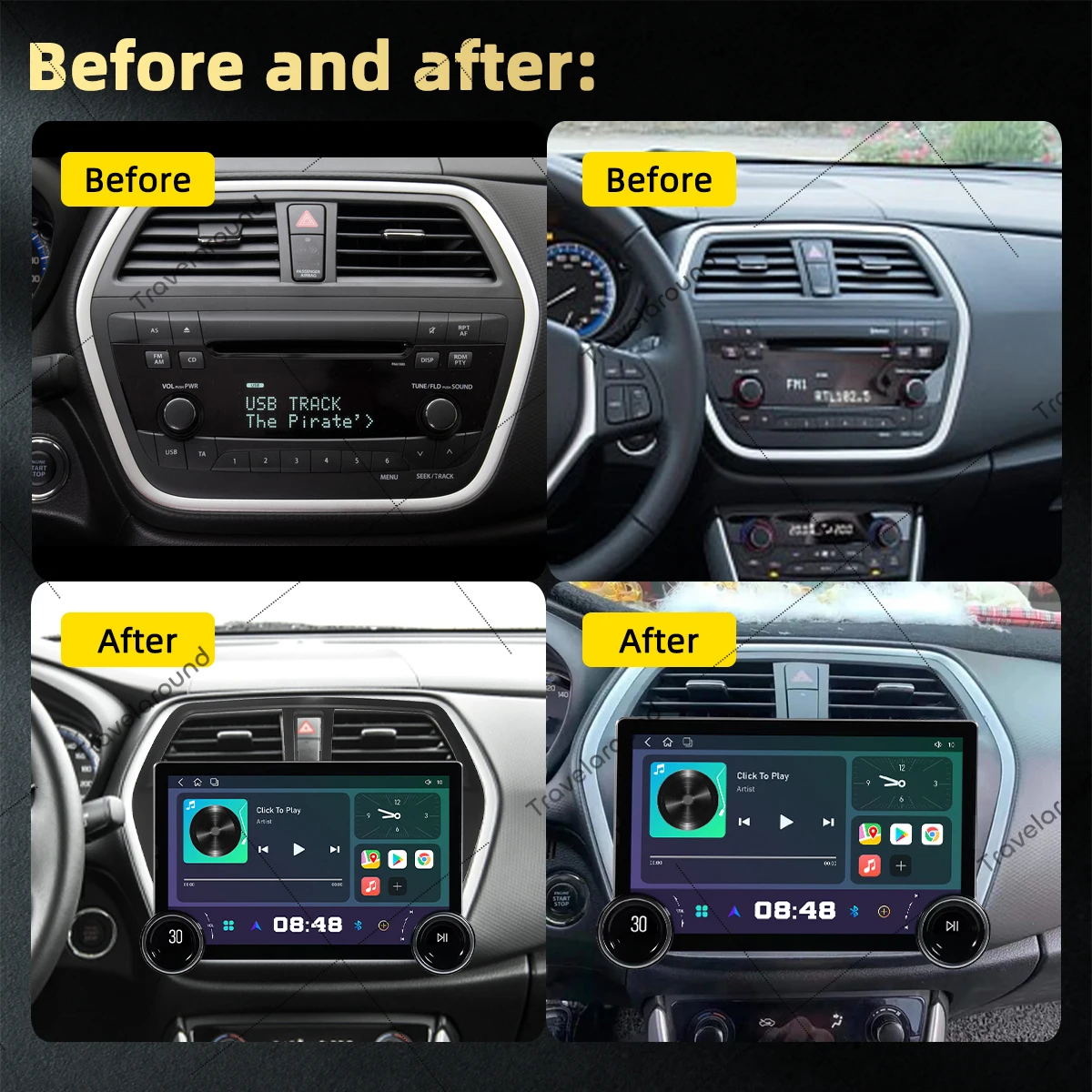 11.8 Inch Screen 2 Din Android Car Radio Stereo for Suzuki S-Cross SX4 2014-2017 Navigation Multimedia Carplay 4G Head Unit WiFi