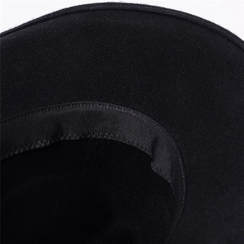 USPOP 2022 New Autumn Vintage Belt Wide Brim Wool Jazz Fedoras Winter Women Wool Hats