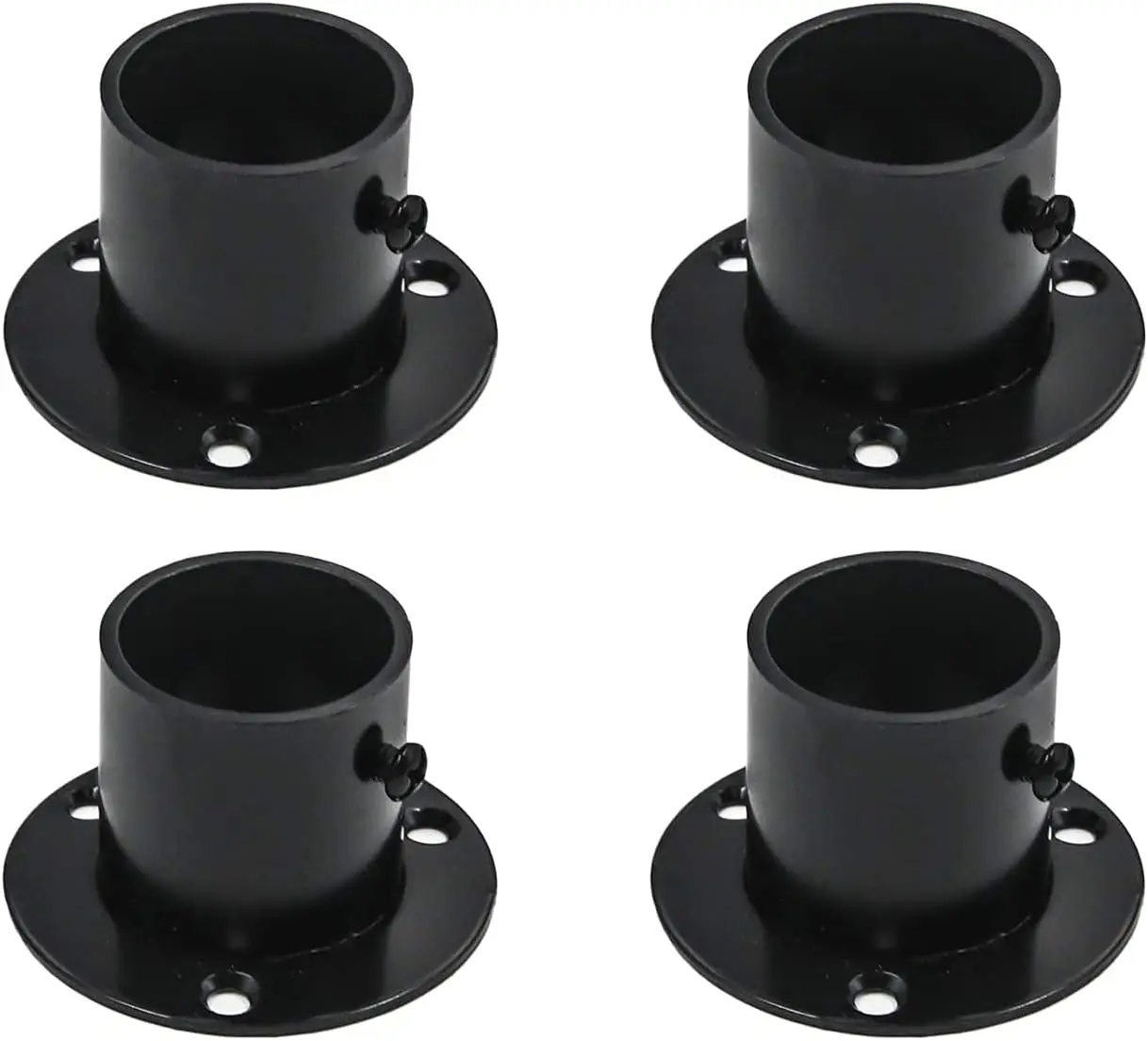 

Stainless Steel Closet Rod Flange Holder Shower Socket Bracket Support, 1.25 Inch Dia Matte Black, Pack of 4
