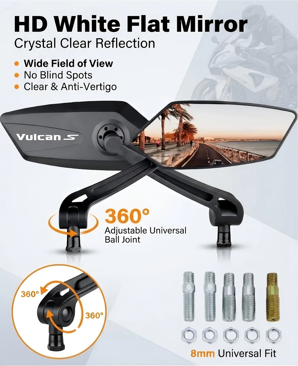 

Motorcycle Rear view Mirrors For Kawasaki Vulcan S 650 2019 2020 2022 VulcanS 650 CC Adjustable Rear view Mirrors Accessories