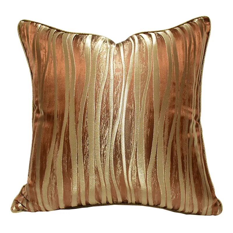 Caramel-colored Modern Striped Hotel-style Sofa Cushion Cover Simple Living Room Large Throw Pillow Cover