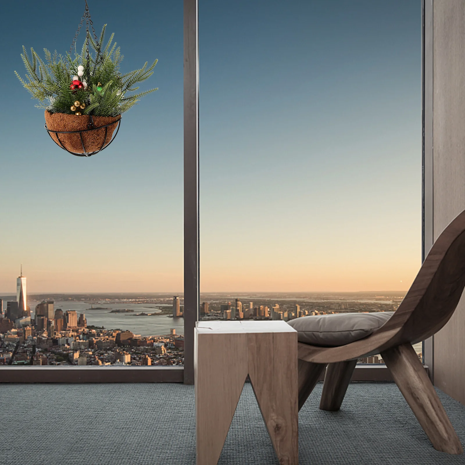 

Christmas Hanging Basket Artificial Pine Needle Fake Plants For Outdoor Indoor Door Porch Decor Holiday Festival Pendant