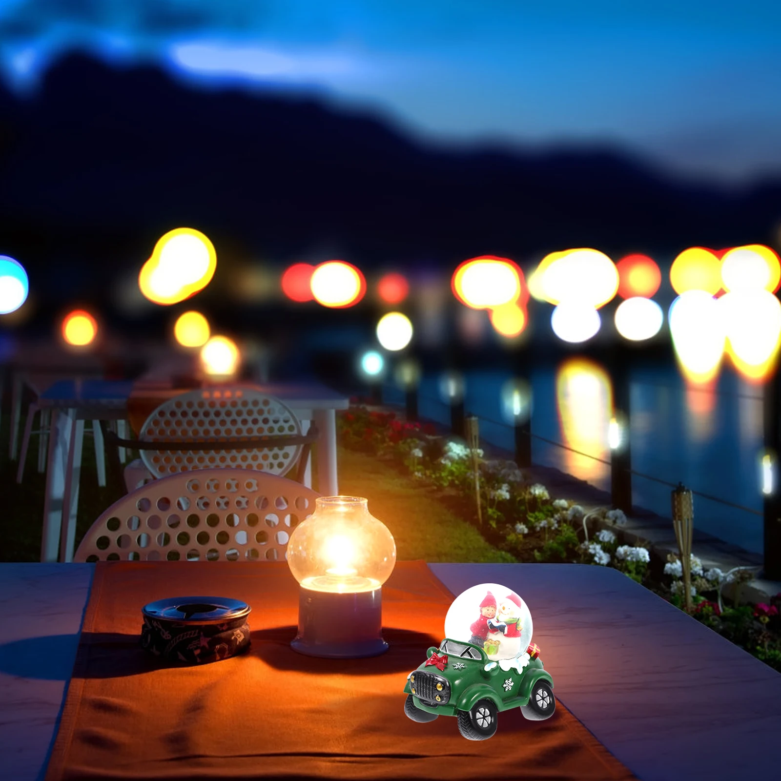 

Elegant Christmas Ball Decor Red Resin Crystal Ball Decor LED nament Snowball Spheres Santa Car Figurine DIY Xmas Gifts