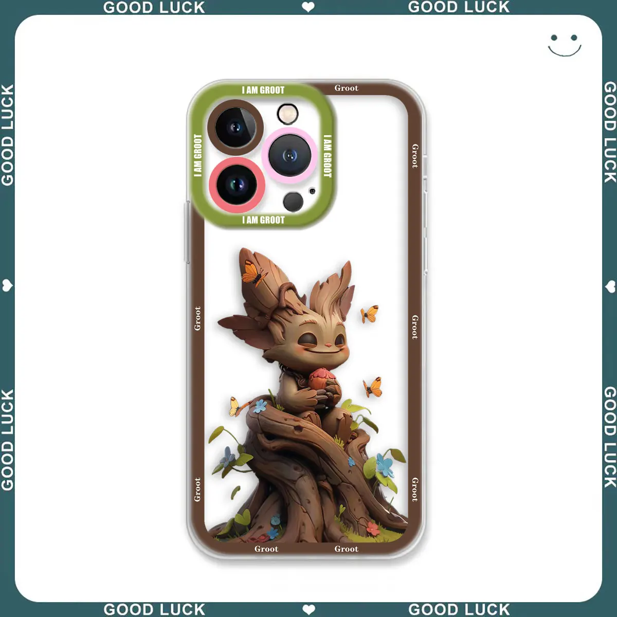 Marvel Cartoon Cute Groot Cover Angel Eyes Clear Case For REALME 5 6 7 7I 8 8I 9 10 12 C67 C55 C53 C35 C33 C31 C30 C21Y C20 Case