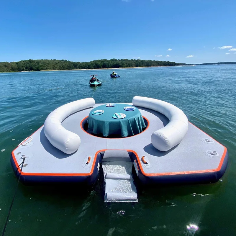Yacht inflatable water floating platform, awning inflatable sofa, sea docking pavilion