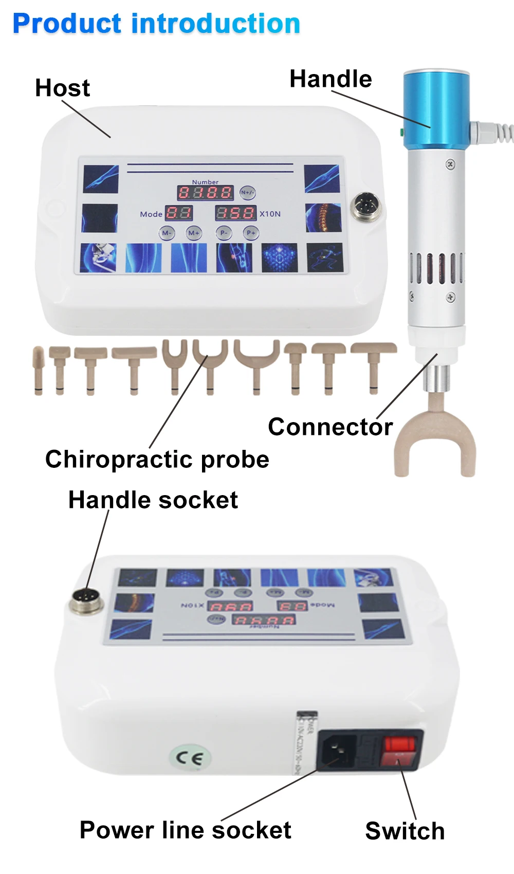 Chiropractic Adjusting Tools Spine Massage Gun 1800N Relaxation Limb Pain Relief Therapy Correction Spinal 10 Head Massager