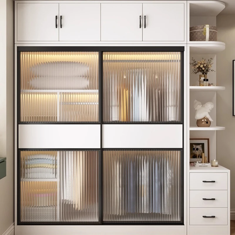 

Drawers Modern Wardrobe Storage Vanity Glass Cupboard Wardrobe Sliding Doors Wooden Armario Armable De Ropa Hotel Furniture