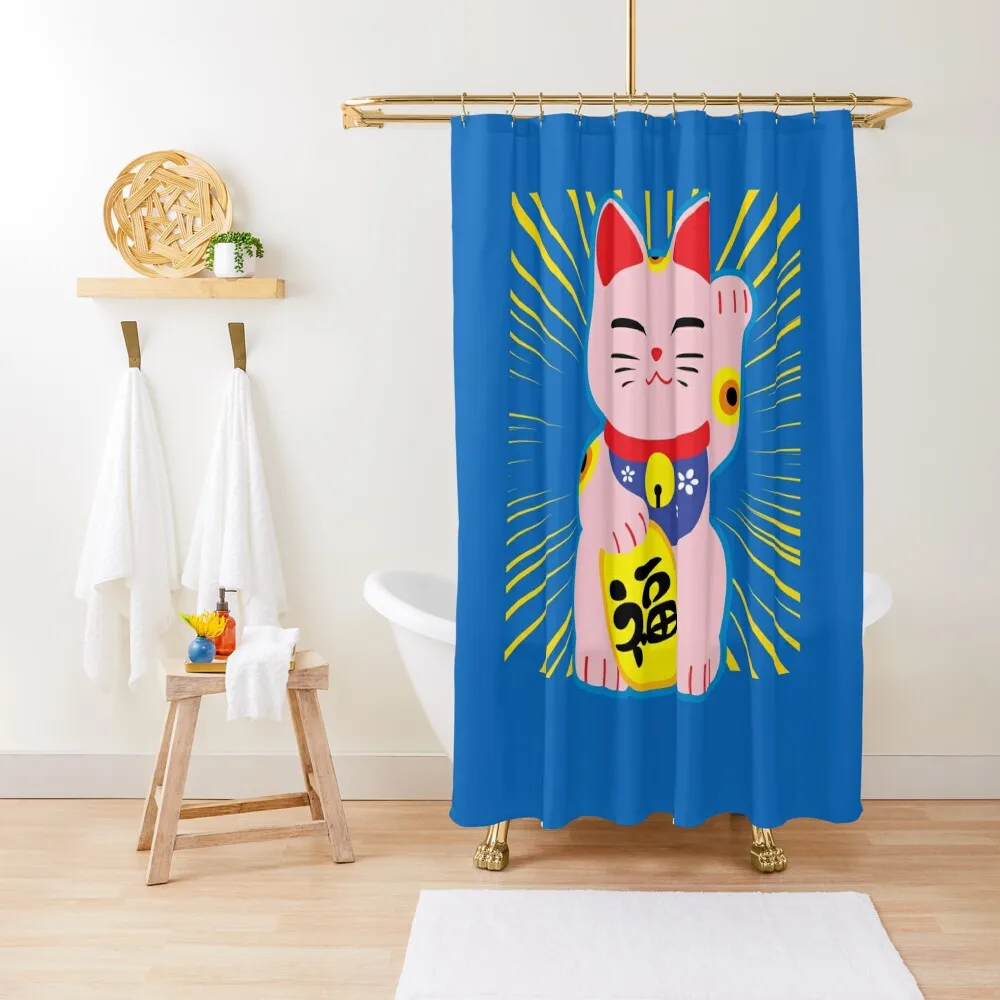 

Maneki-Neko Japanese Pink Cat for Romance 092820 KerLZ Shower Curtain Waterproof Shower Bathroom Accessorys Bathroom Box Curtain