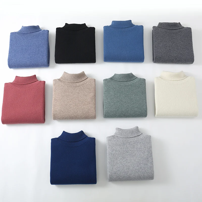 Men\'s Turtleneck Wool Cashmere Sweater Men 2024 Autumn Winter Large Size Loose Knitted Sweater Thick Keep Warm Top Men Jumper