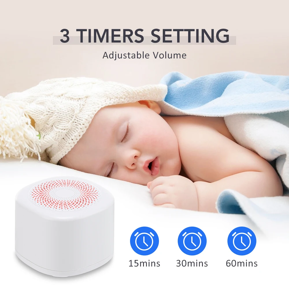 

Mini White Noise Sound Machine Portable Baby Sleep Machine with 10 Soothing Sounds 7 Night Light Colors 3 Timers Rechargeable