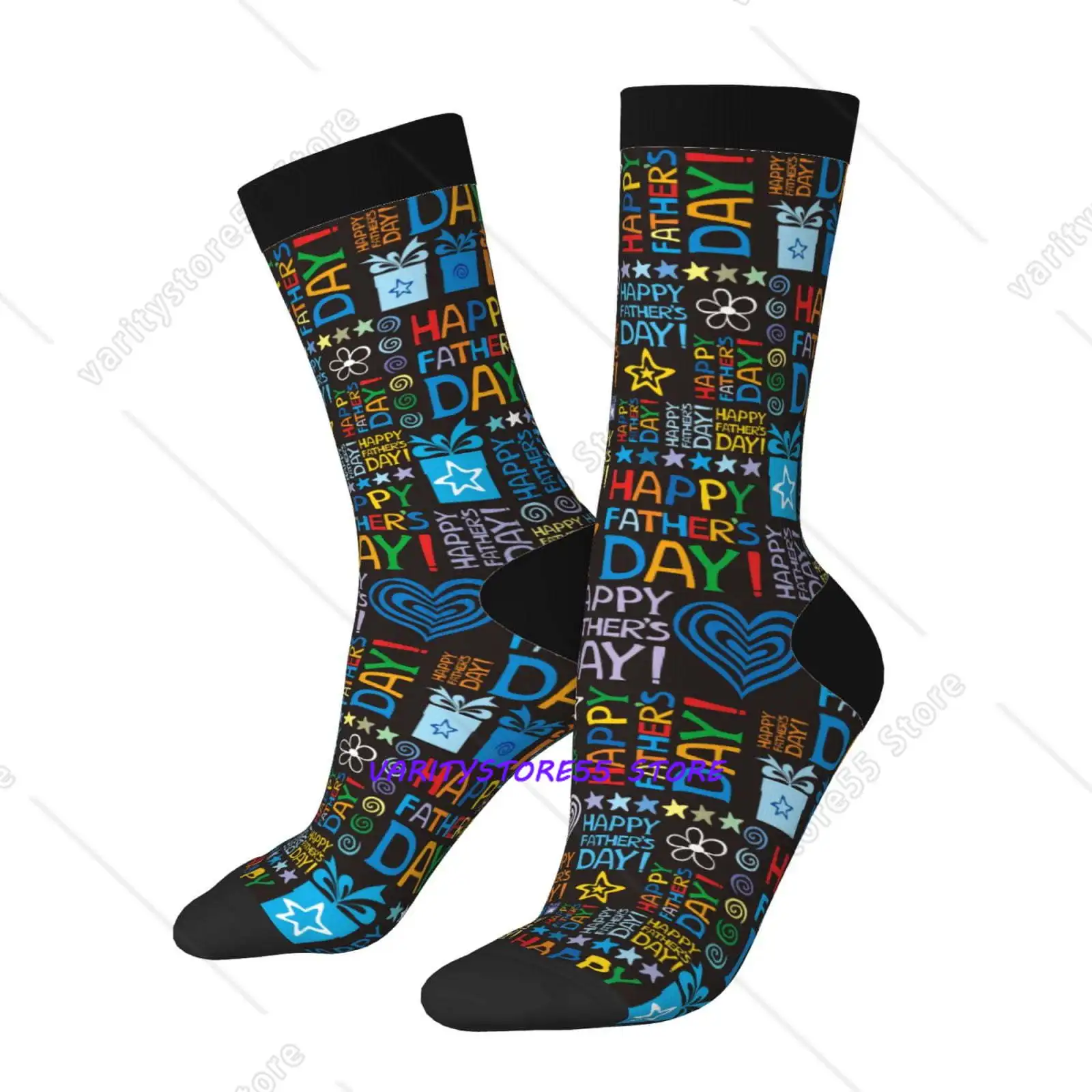 

Happy Father Day Print Adult Stockings Spring Leisure Comfortable Socks Printed Running Sports Non-Slip Socks