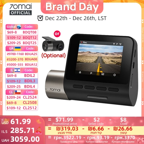 70mai Pro Plus Dash Cam A500S 1944P 70mai cámara DVR para coche GPS ADAS 140FOV 24H Monitor de estacionamiento 70mai Pro Plus A500S