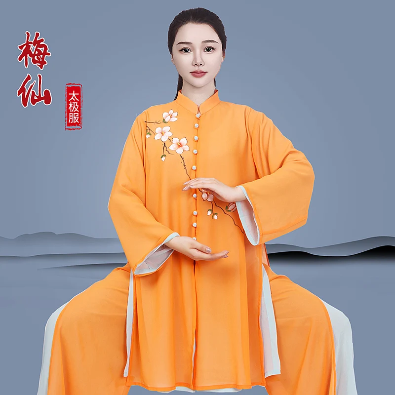 Women's Tai Chi Suit Pearl Gauze Spring/Autumn Martial Arts Baduanjin Performance & Training Wear