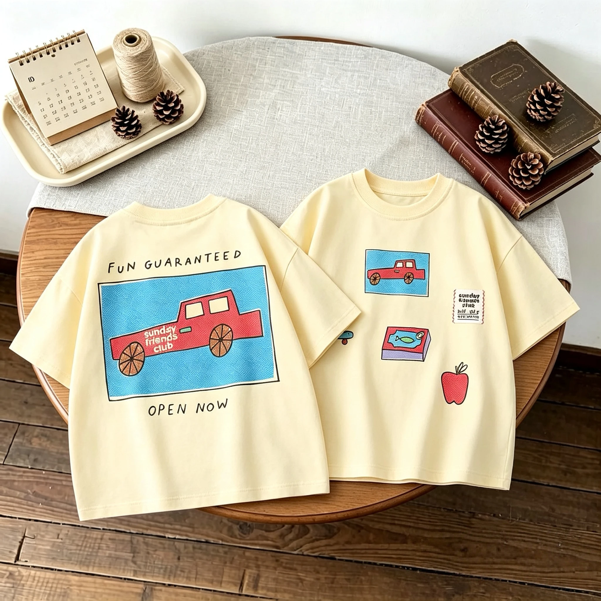 Double Side Print T-shirt For Kids Clothing Summer Simple Fashion Girl Boy Short Sleeve Tops Tees Children's Wear Casual Tshirts