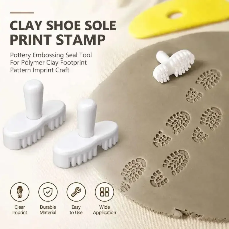 Footprint Shoe Sole Texture Clay Stamp Pottery Imprint Tool For Handmade Ceramic Clay Decoration
