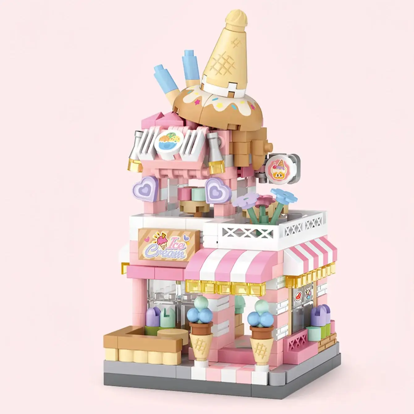 LOZ building block Micro Street View  Ice cream Store Coffee Flower Shop Micro DIY Blocks Set for Christmas Gifts