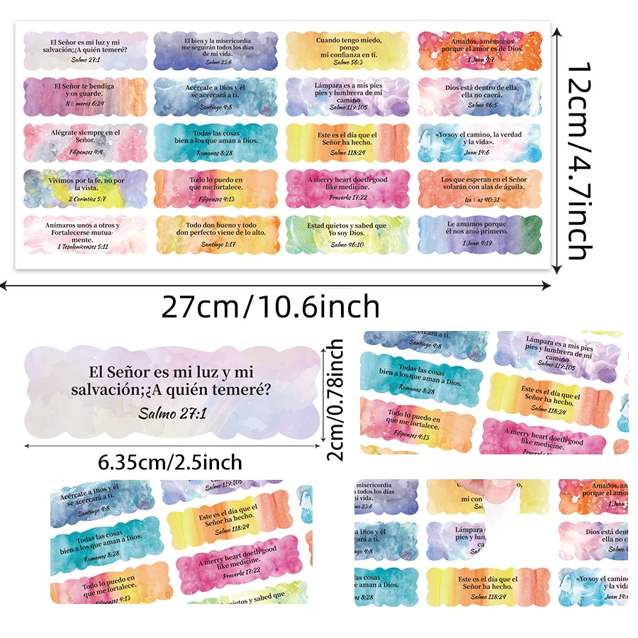 200 Pieces Spanish Scripture Inspirational Stickers Colorful Bible Verse Stickers Christian Planner Religious Stickers.