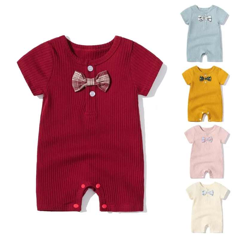 

ZOETOPKID Summer Newborn Baby Romper Soild Color Baby Clothes Cotton Short Sleeve O-neck Infant 0-24 Months Boys Girls Romper