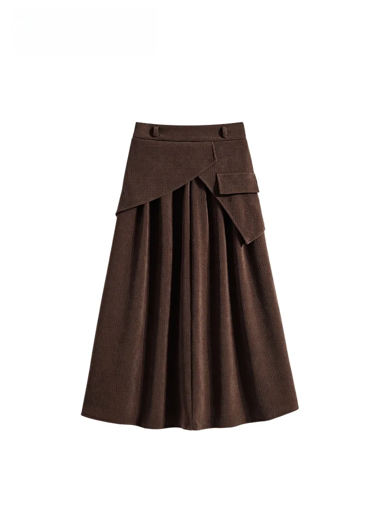 

High Waist A-Line Skirt for plus Size Women Spring Slimming Versatile Loose Korean Sle Casual Polyester Fiber Skirt