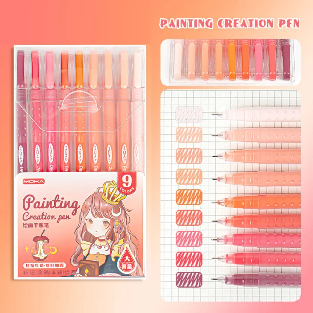 

Portable 9-Colors Highlighter Drawing/Painting/Graffiti Learning Markers Marker Pen Art Stationery Scrapbook Pen