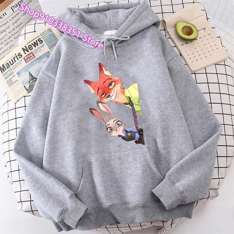 Zootopia Hoodie Women Streetwear Harajuku Judy Nick Graphic Oversized Hoody Shirt Punk Gothic Y2K Clothes Sweatshirt 2024