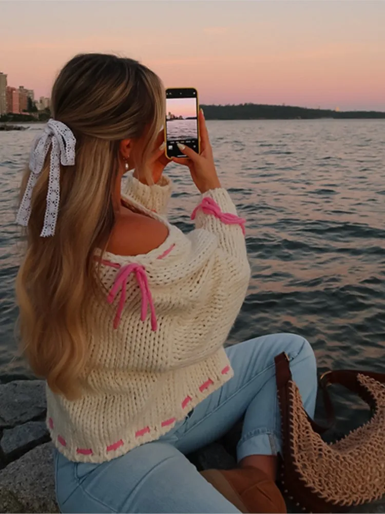 

Winter Clothes Woman Pulls Femmes Pullover Y2K Long-sleeved Loose Knitted Sweater Top All-match Loose Simple Style Comfortable