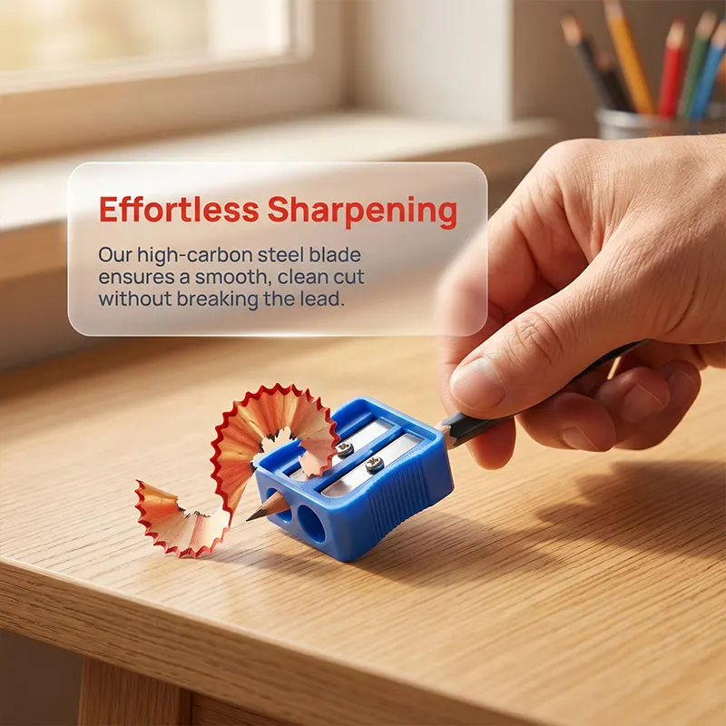 Red + Blue Pencil Sharpener Set, 2 Pieces, Manual Pencil Sharpener, Portable Dual-Hole Sharpener, Suitable for School, Classroo