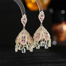 Ethnic Indian Bollywood Earrings For Women Vintage Crystal Bells Jewelry Long Tassel Dangle Jhumka Jhumki Earrings Wedding Gifts