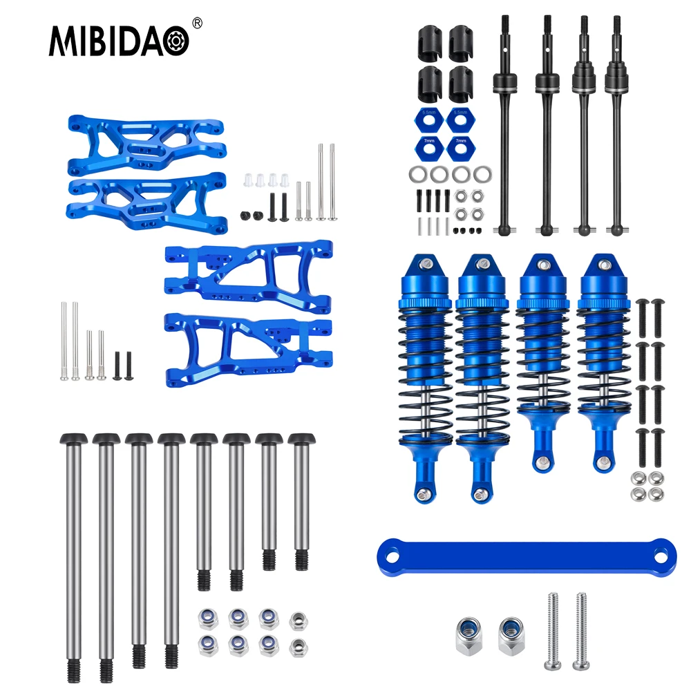 

MIBIDAO Front Rear Lower Suspension Arms/Shock Absorber/C Seat for 1/10 RC Car Slash 2WD Short Course Upgrade Parts