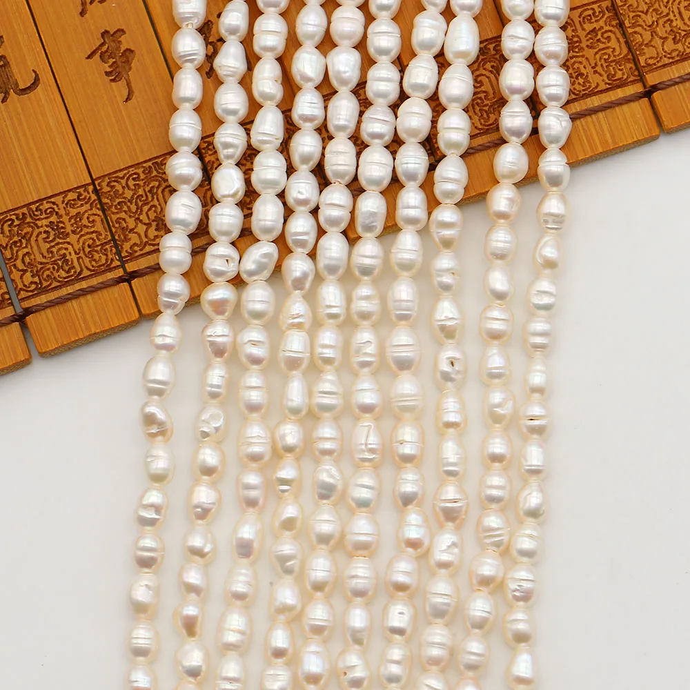 

5-8mm Baroque-Style Natural Freshwater Threaded Pearl Rice-Shaped Loose Bead 1Strand For DIY Creative Necklaces and Bracelets