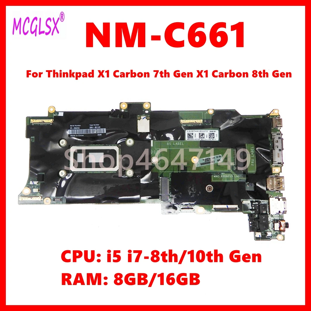 Placa base NM-C661 i5 i7-8th/10th Gen CPU 8GB/16GB-RAM para Lenovo Thinkpad X1 Carbon 7th Gen X1 Carbon 8th Gen