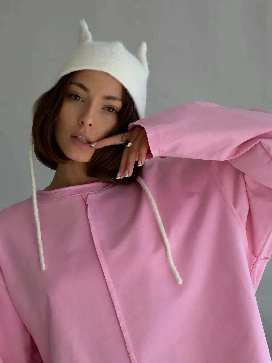 Pink Tee Shirts Streetwear 2026 Round Neck Long Sleeve Casual Pullover Tops Women Autumn Thin T-Shirts Lady