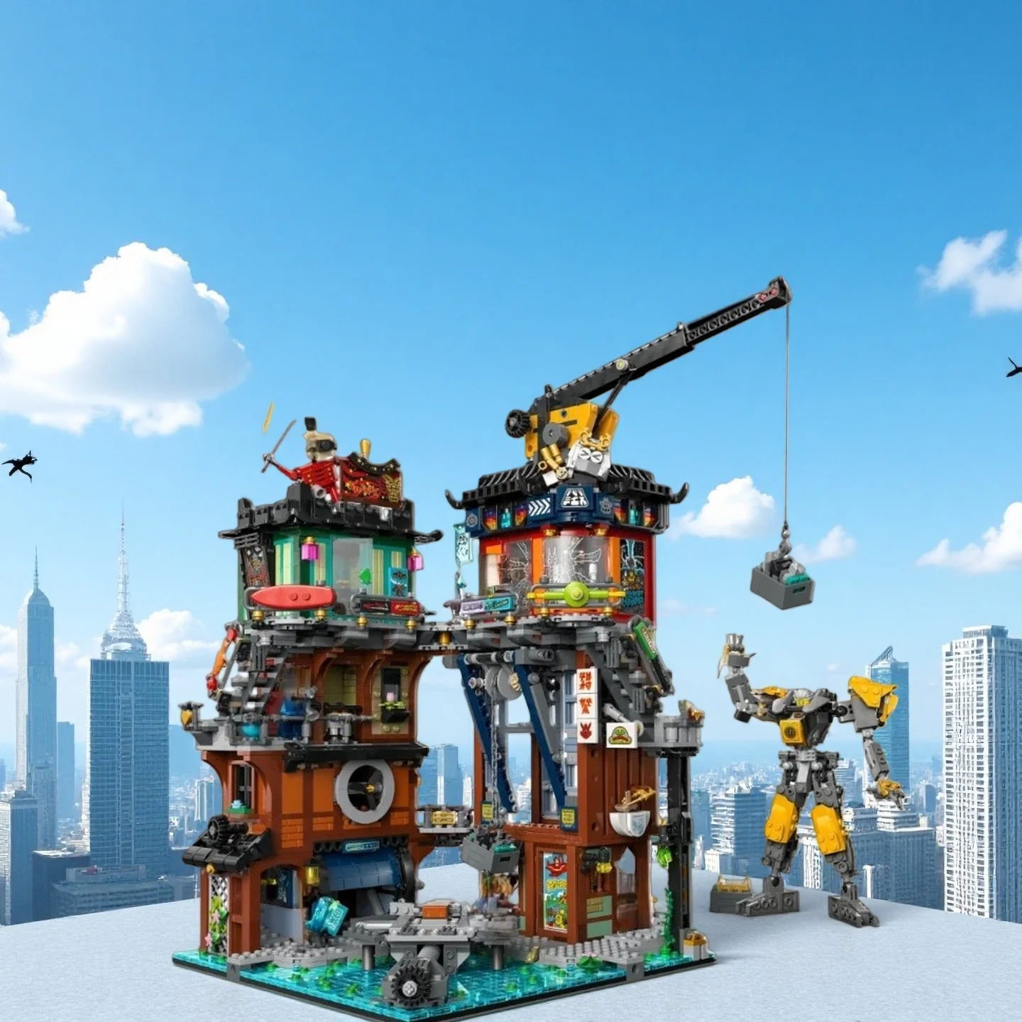 

New 3244PCS Street View City Workshops MOC Architecture DIY Building Block Model Bricks Toys Birthday Party Gifts